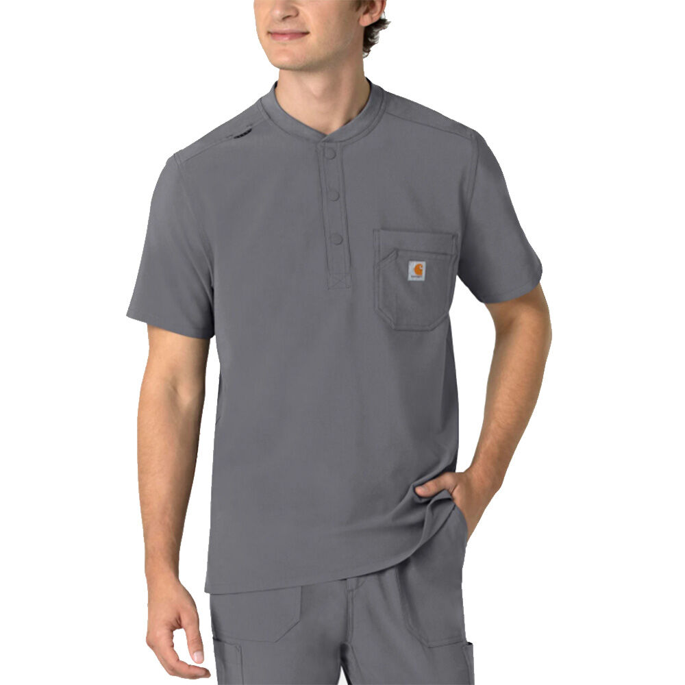 image of Men's Scrub Top- Cross-Flex, Chest Pocket, Pewter