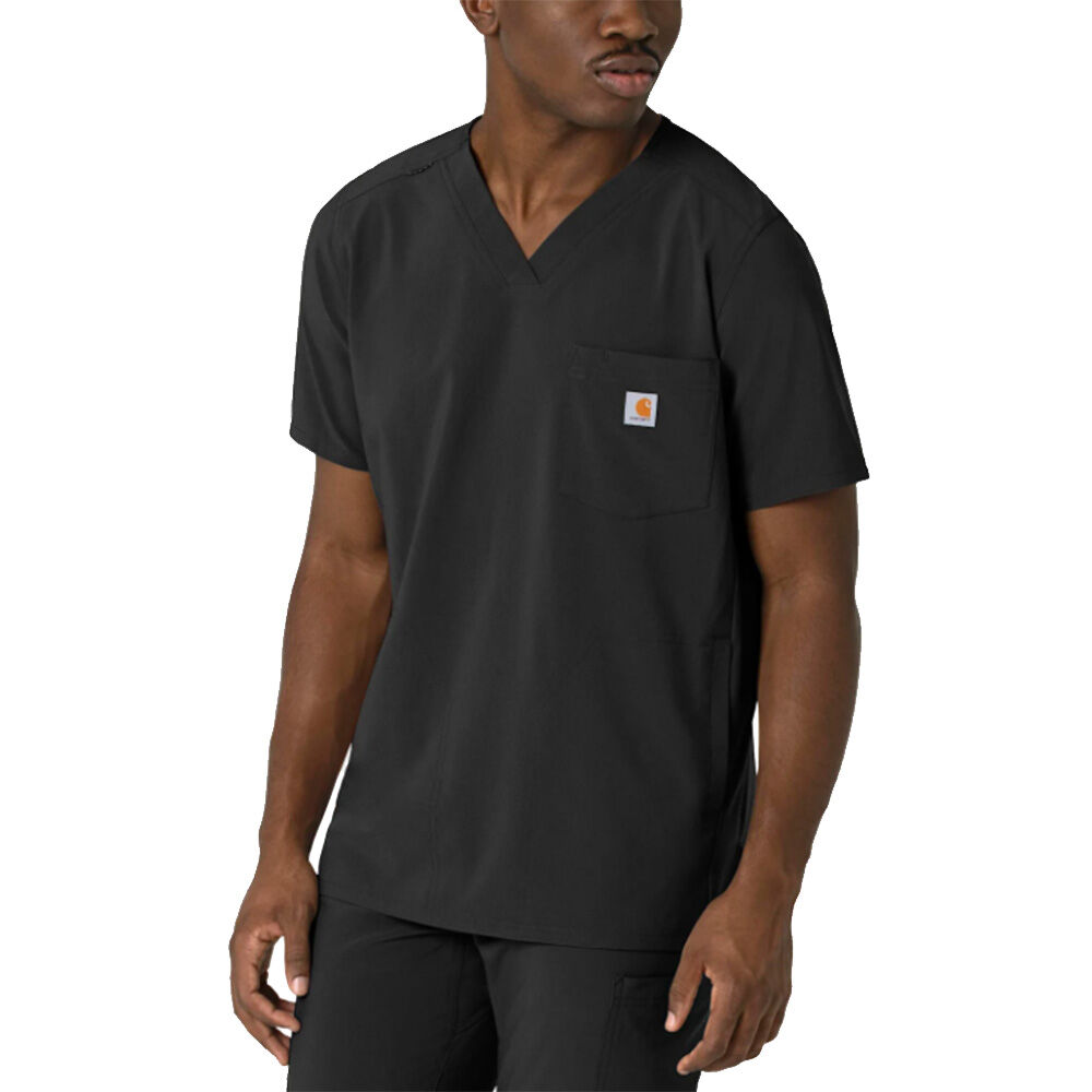 image of Men's Scrub Top- Cross-Flex, Three Pocket, Black