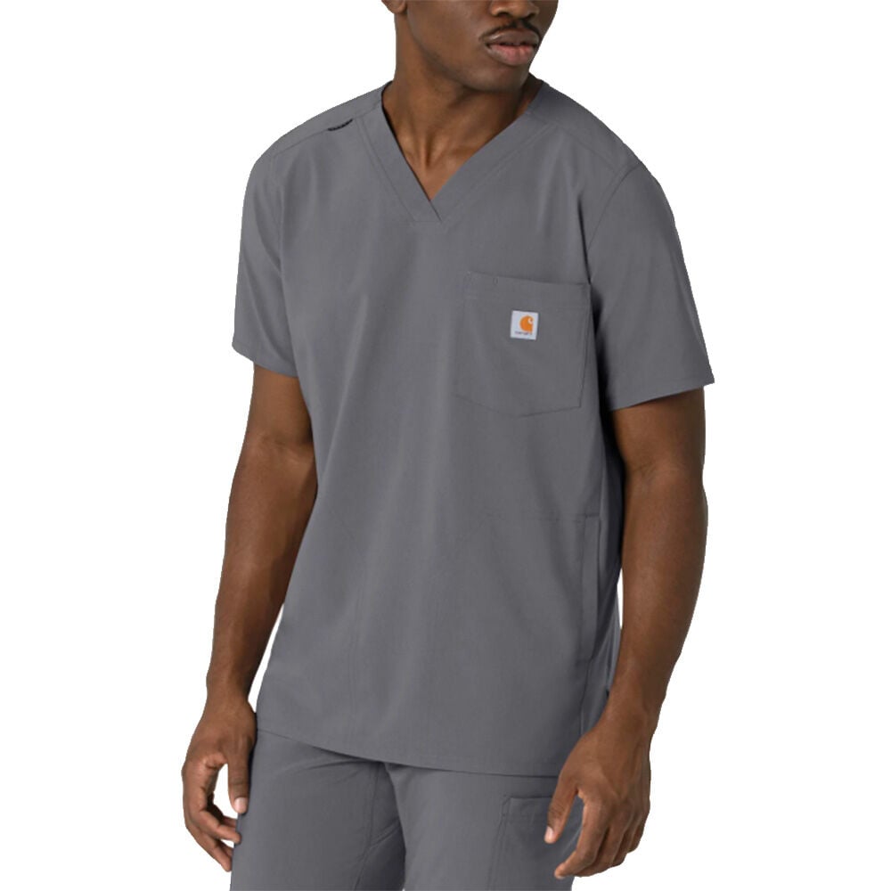 image of Men's Scrub Top- Cross-Flex, Three Pocket, Pewter
