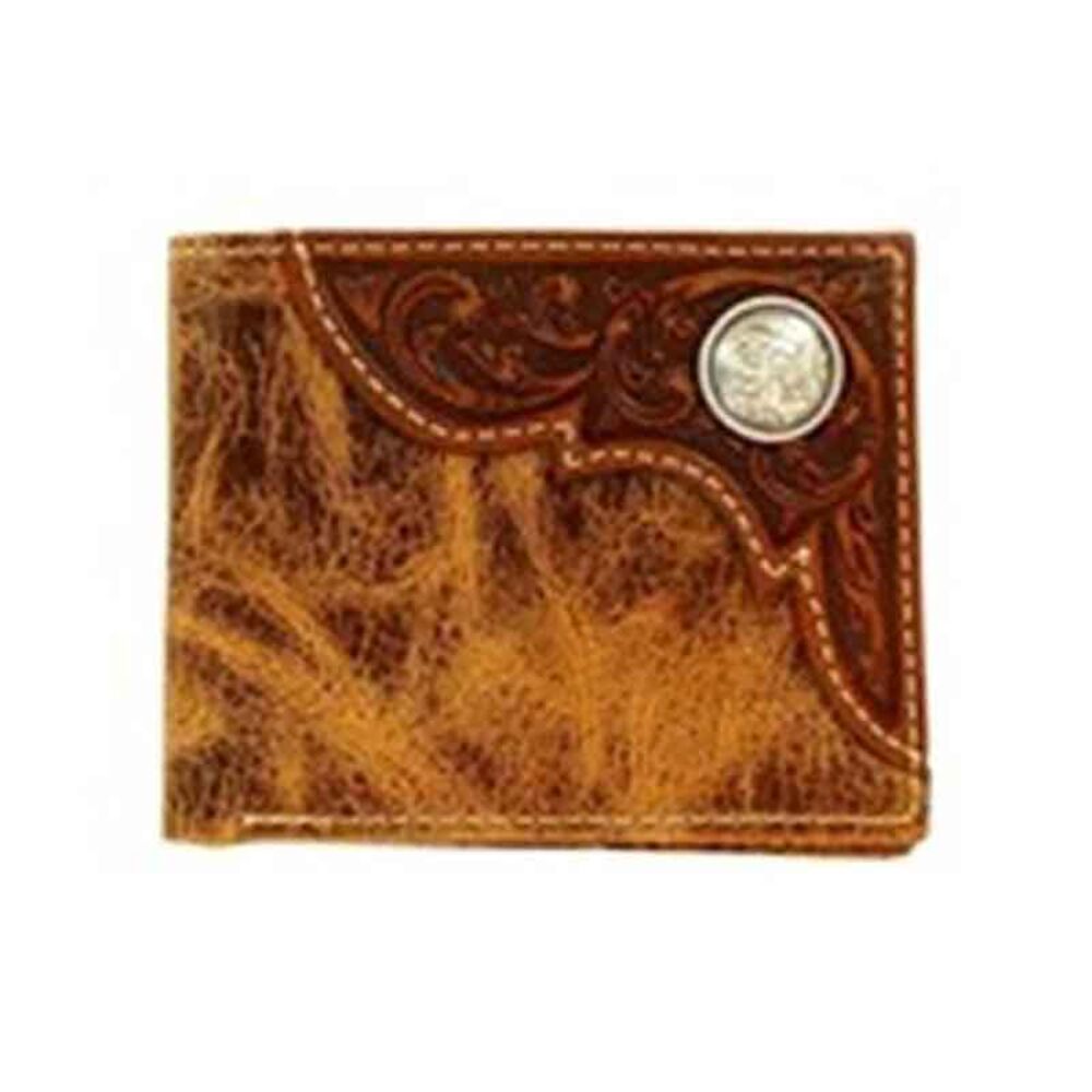 image of Tan Bi-Fold Embossed Corner Overlay Wallet