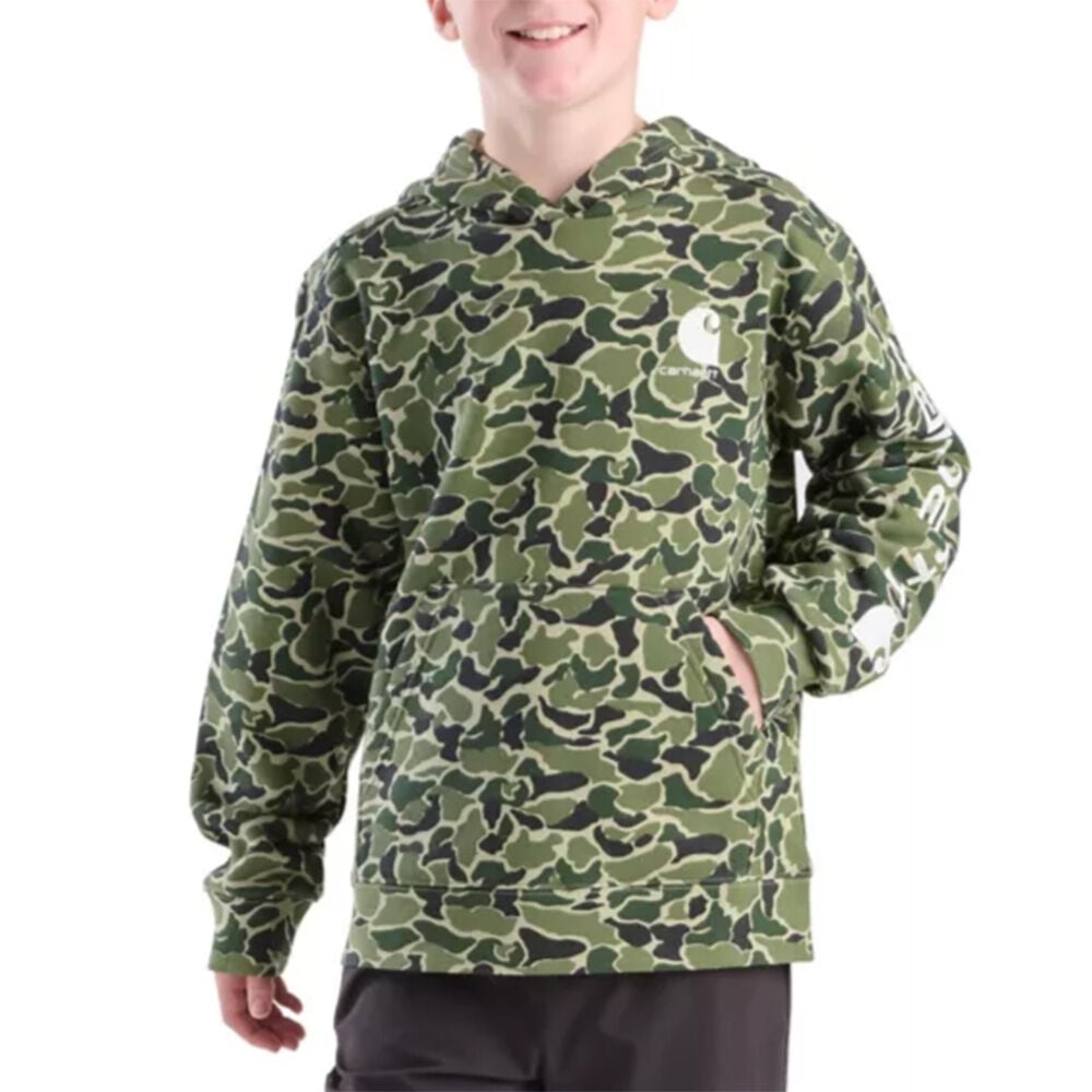 image of Boy's Long Sleeve Camo Graphic Hoodie