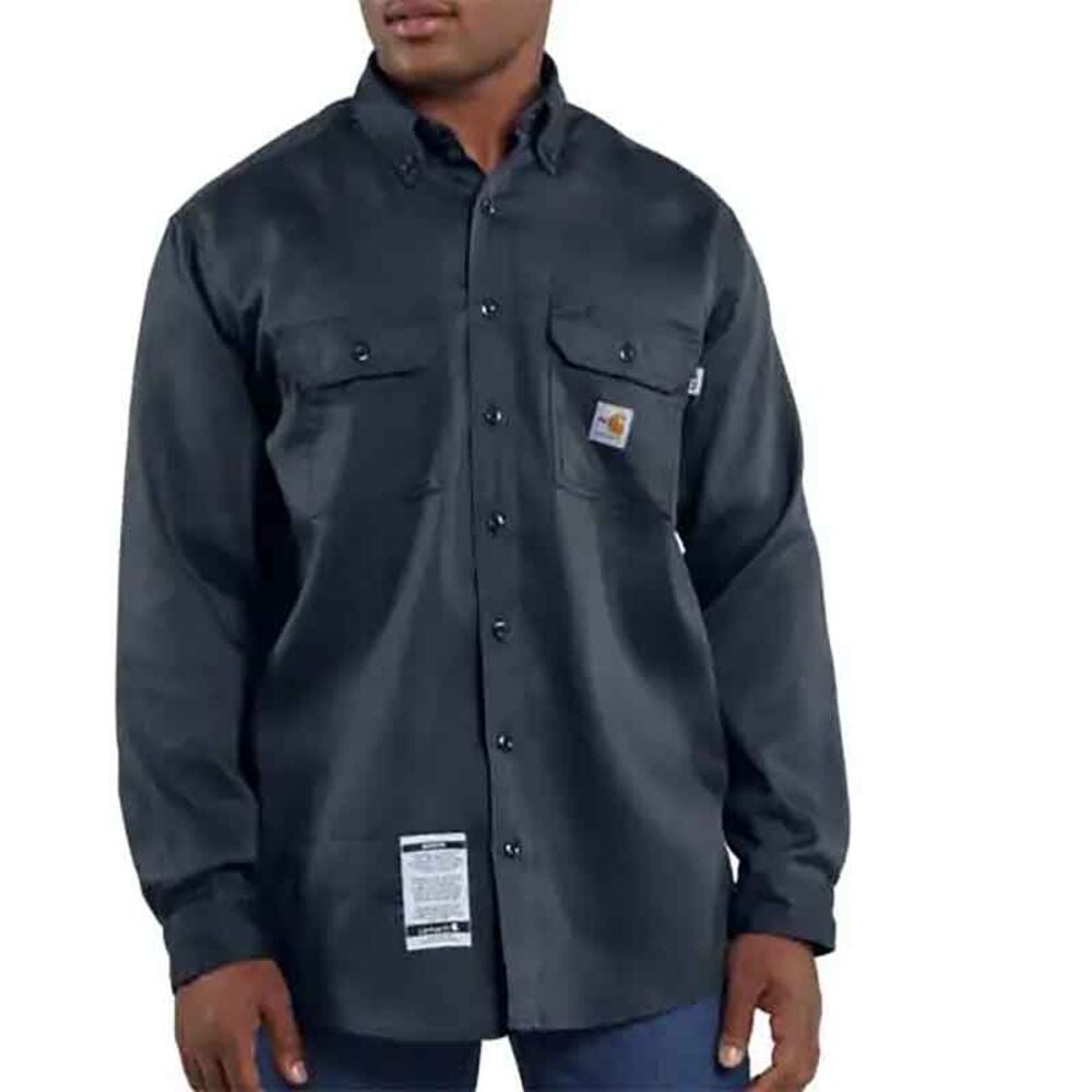 image of Men's Dark Navy FR Lightweight Long Sleeve Twill Shirt