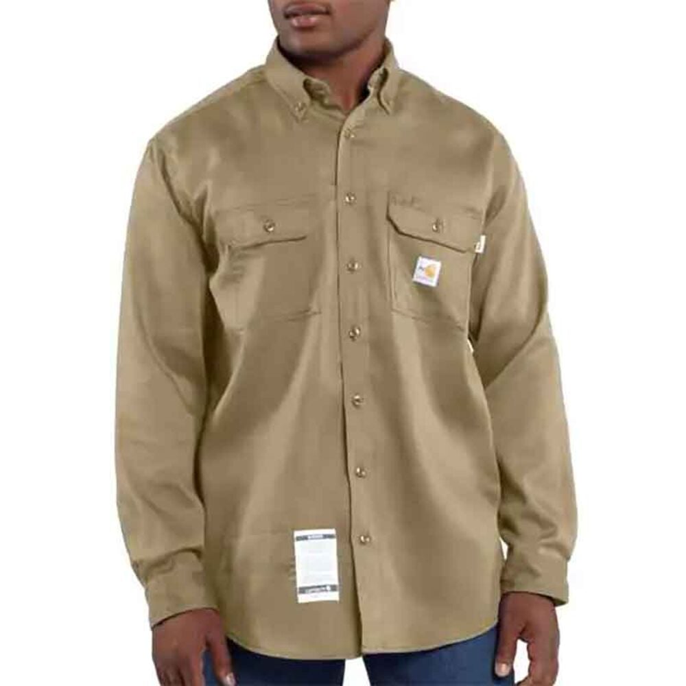 image of Men's Khaki FR Lightweight Long Sleeve Twill Shirt