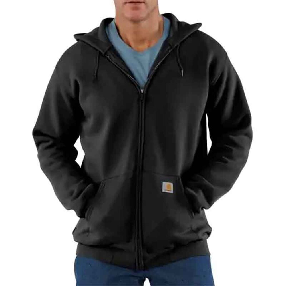 image of Men's Black Midweight Hooded Zip-Front Sweatshirt