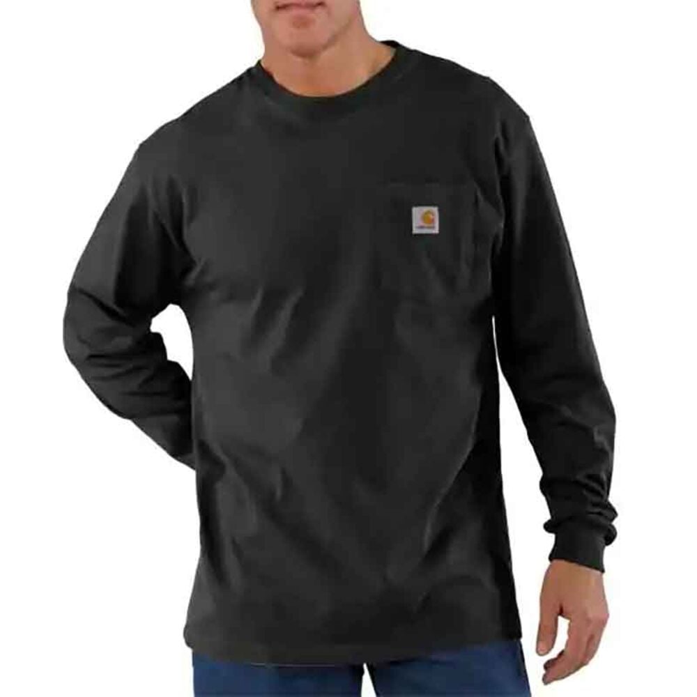 image of Men's Workwear Long-Sleeve Pocket Tee, Black