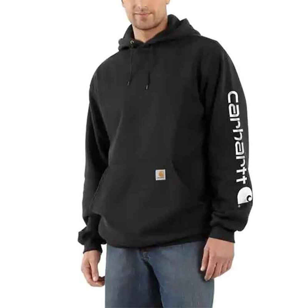 image of Men's Black Midweight Hooded Logo Sweatshirt