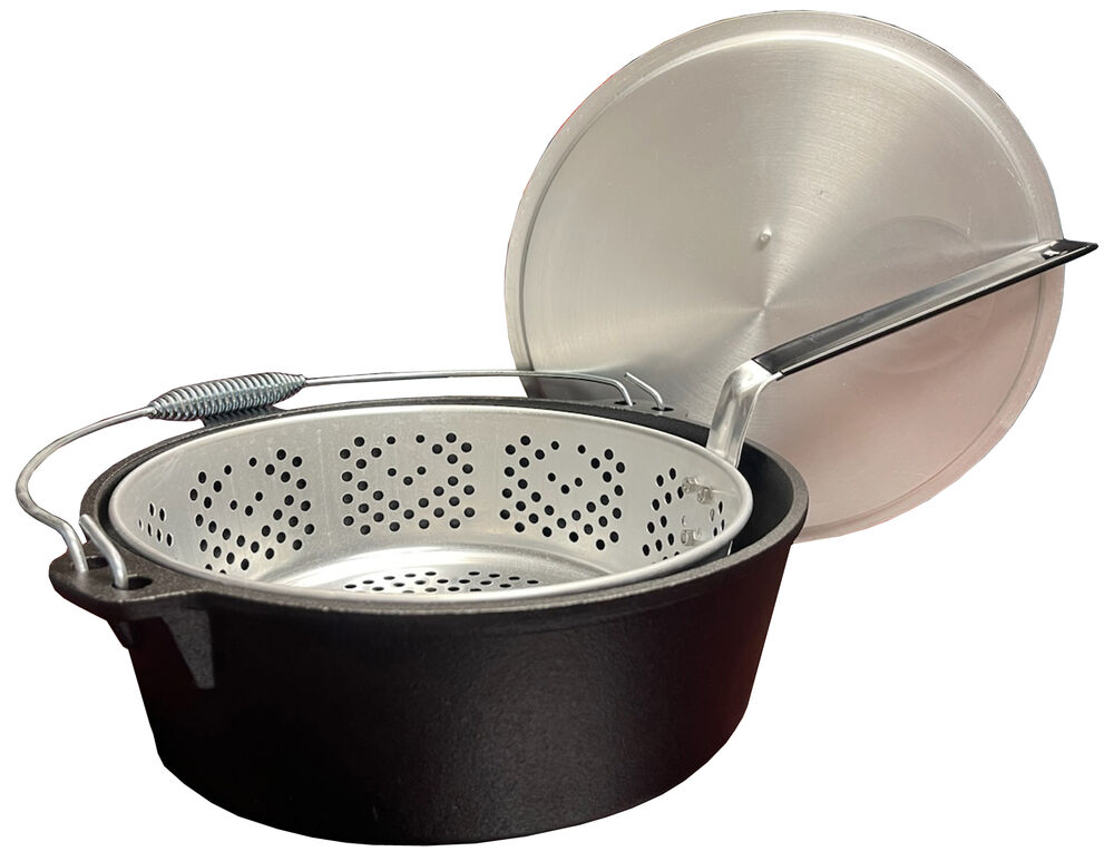 image of Cast Iron Pot with Aluminum Lid and Basket, 6 qt