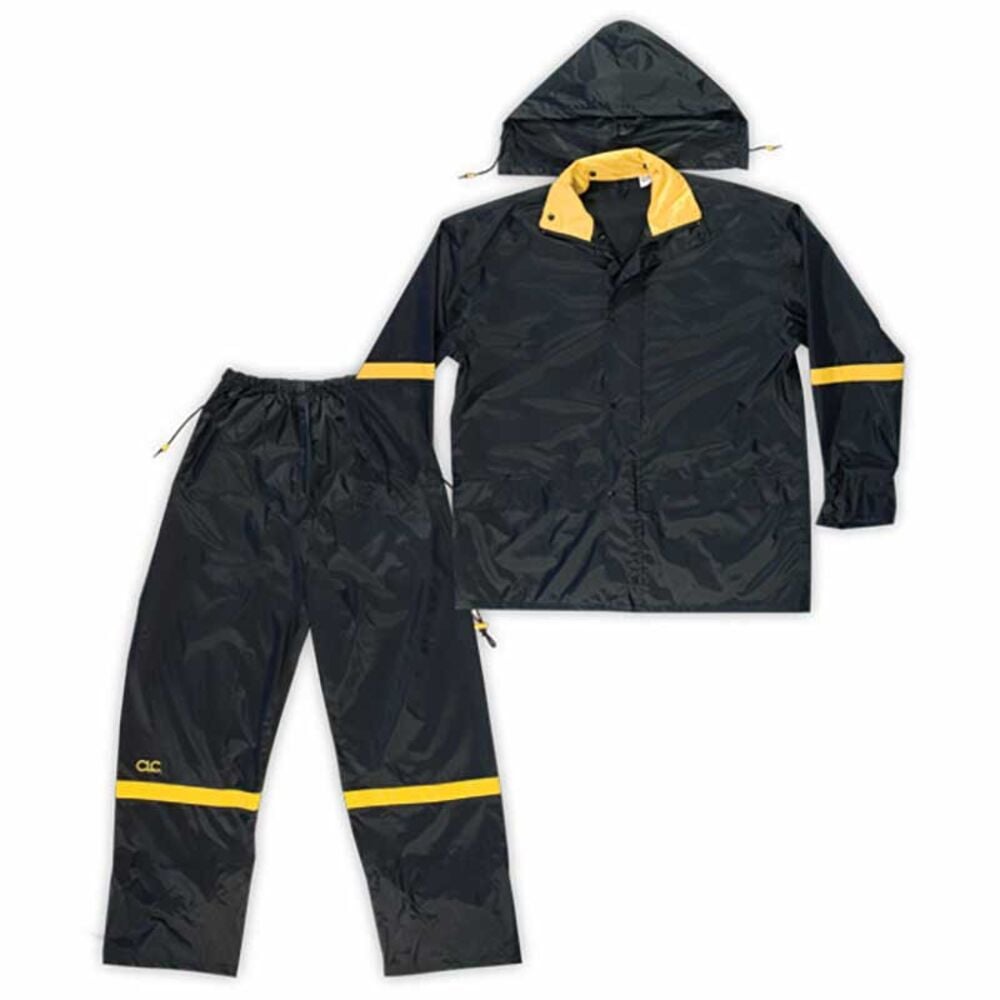 image of 3-Piece Deluxe Black Nylon Rain Suit