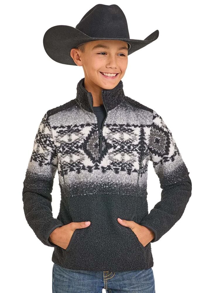 image of Boy's Aztec Berber 1/4 Zip Pullover, Black
