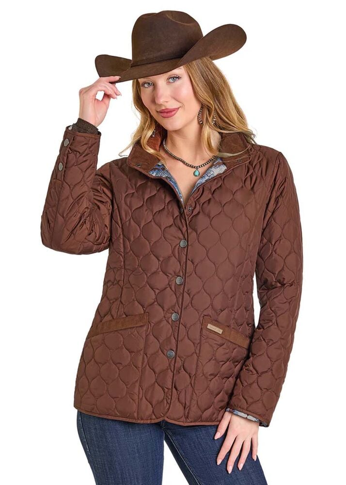 image of Women's Quiilted Riding Jacket, Brown