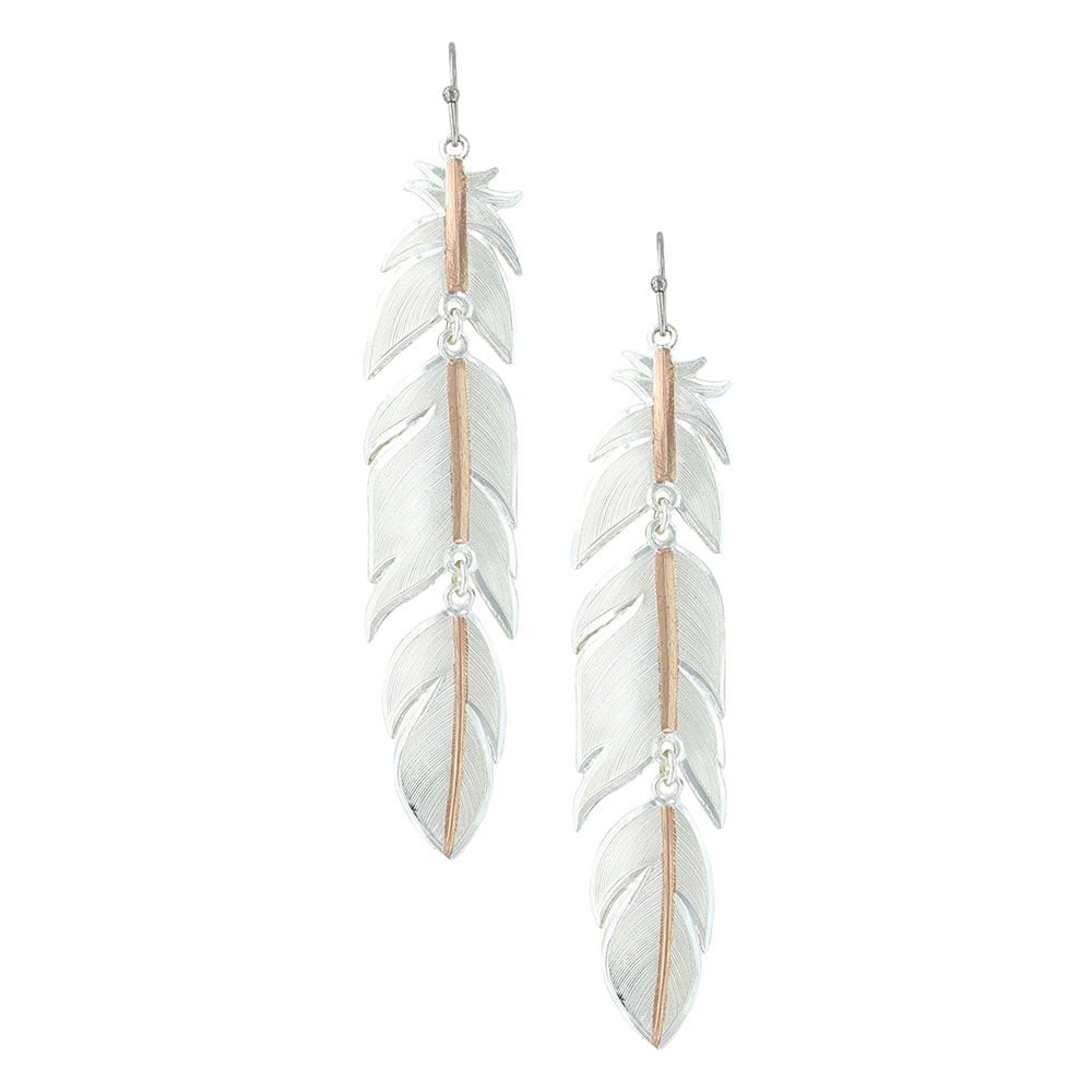 image of Rose Gold Plume Feather Earrings