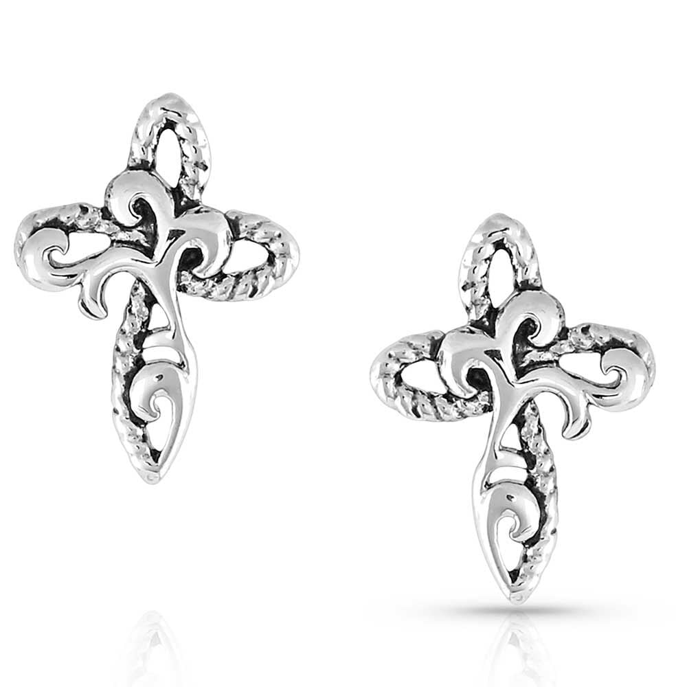 image of Hold Steady Faith Cross Earrings