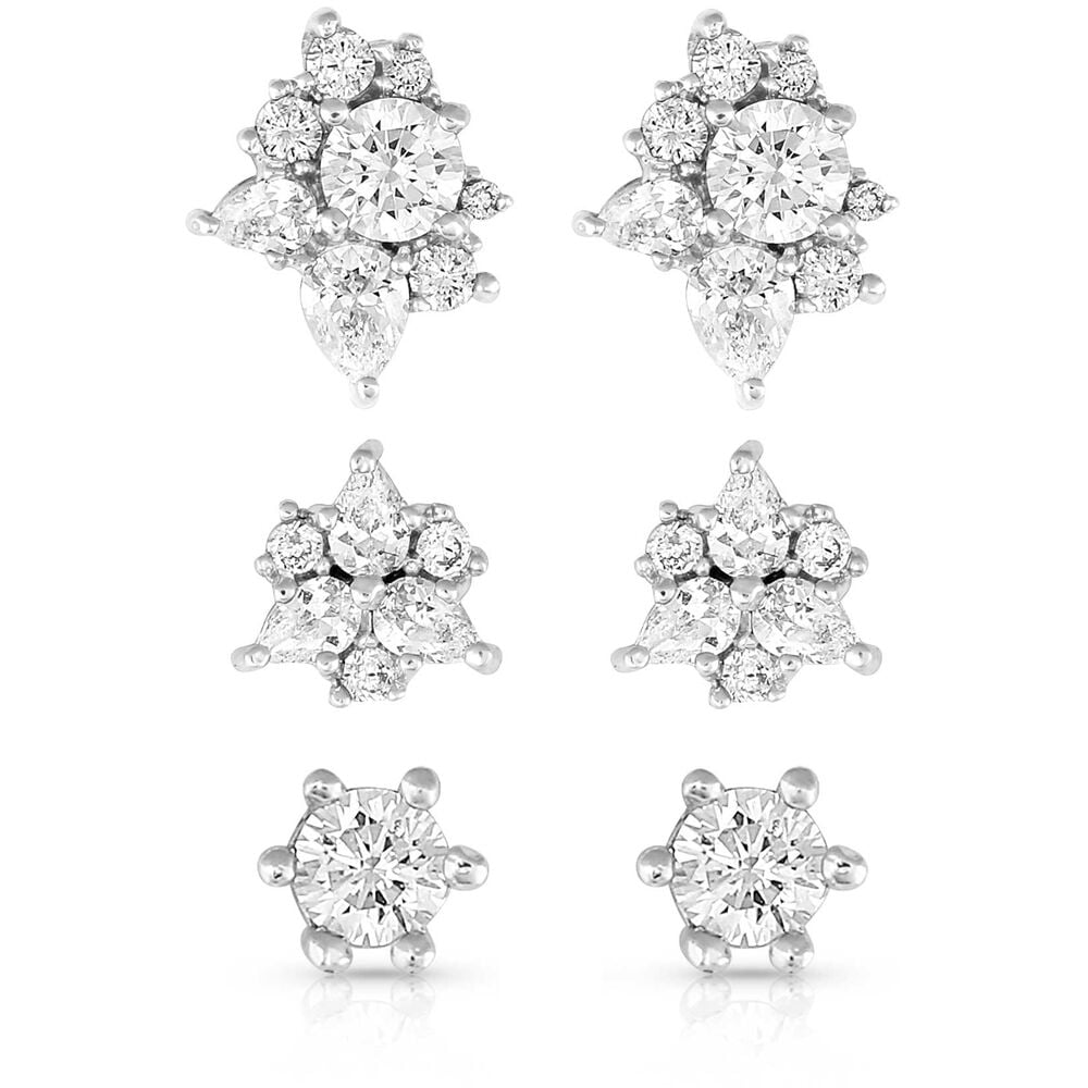 image of Triple Play Crystal Post Earrings
