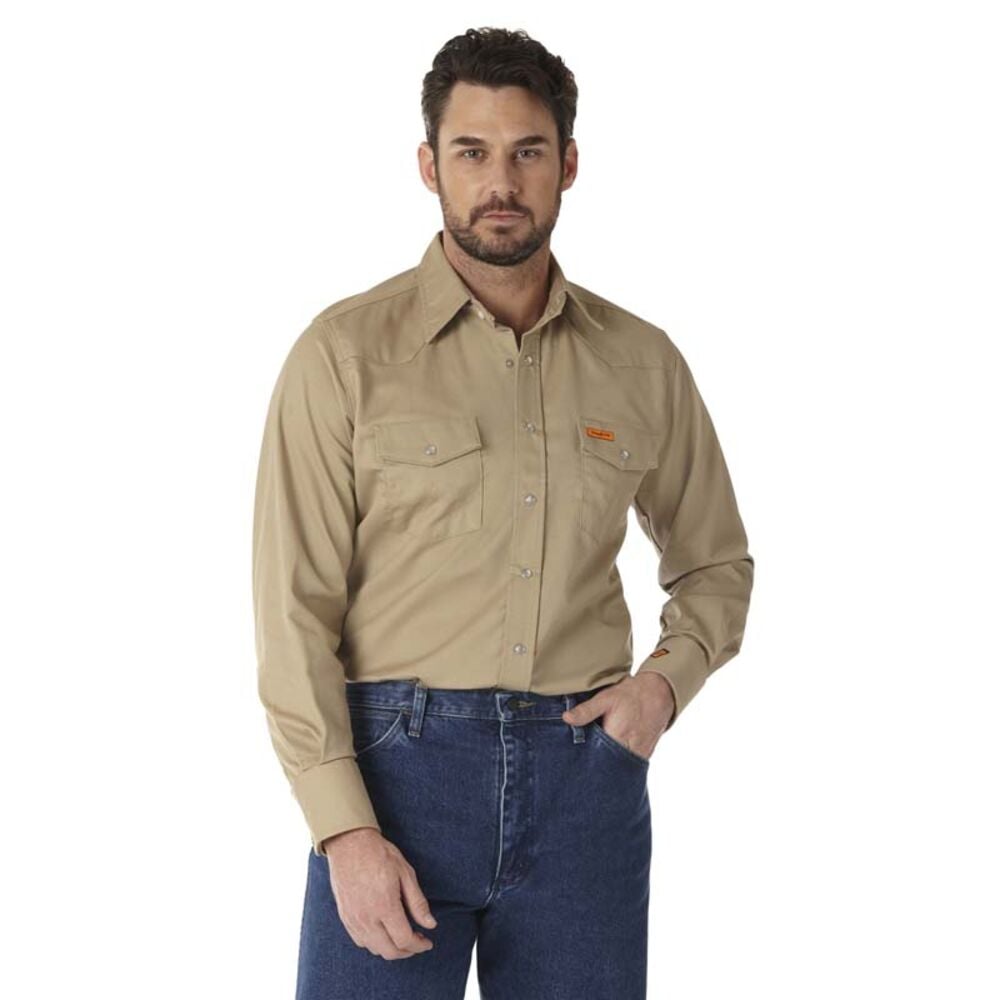 image of Men's FR Western Twill Long Sleeve Snap Button Work Shirt