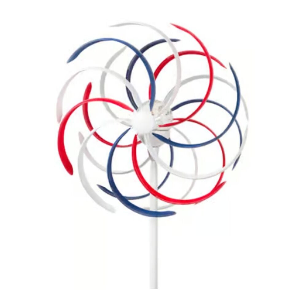 image of Patriotic Solar Windmill Stake
