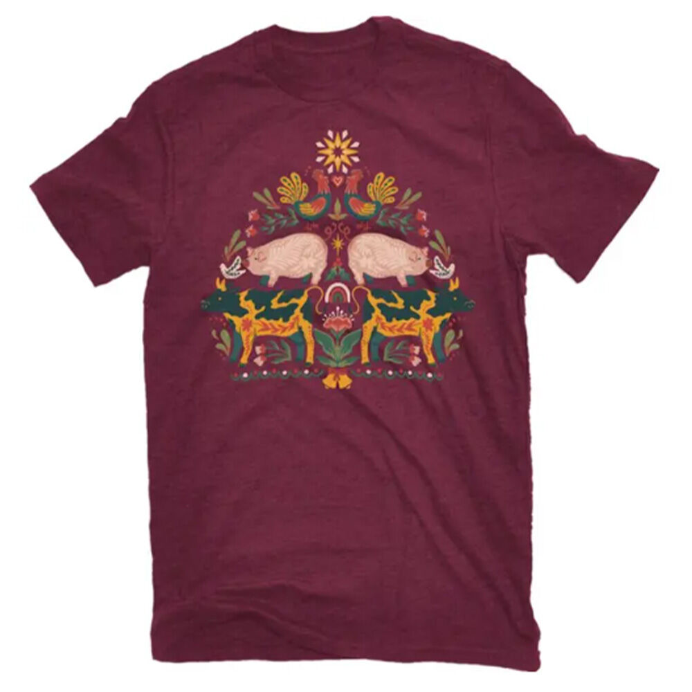 image of Women's Folk Art Christmas Holiday T-Shirt