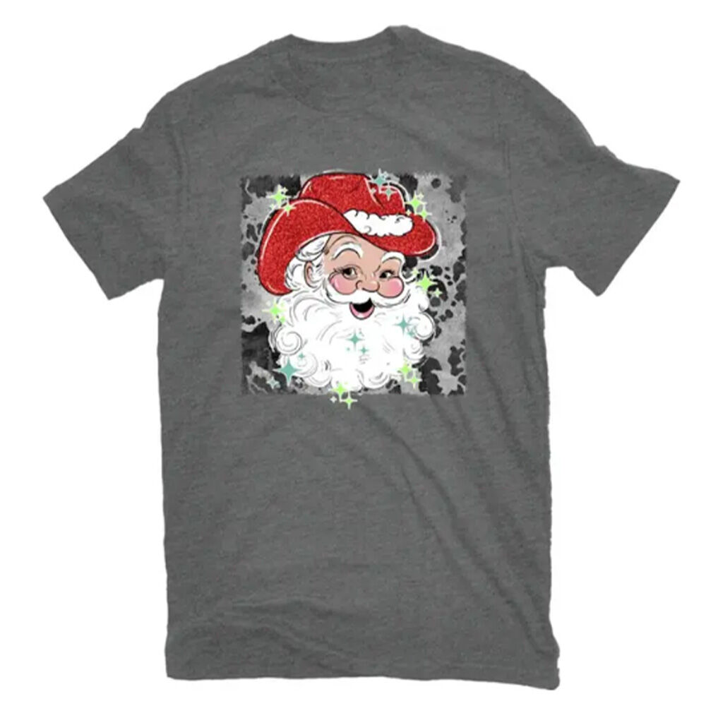 image of Women's Glitter Santa Holiday T-Shirt