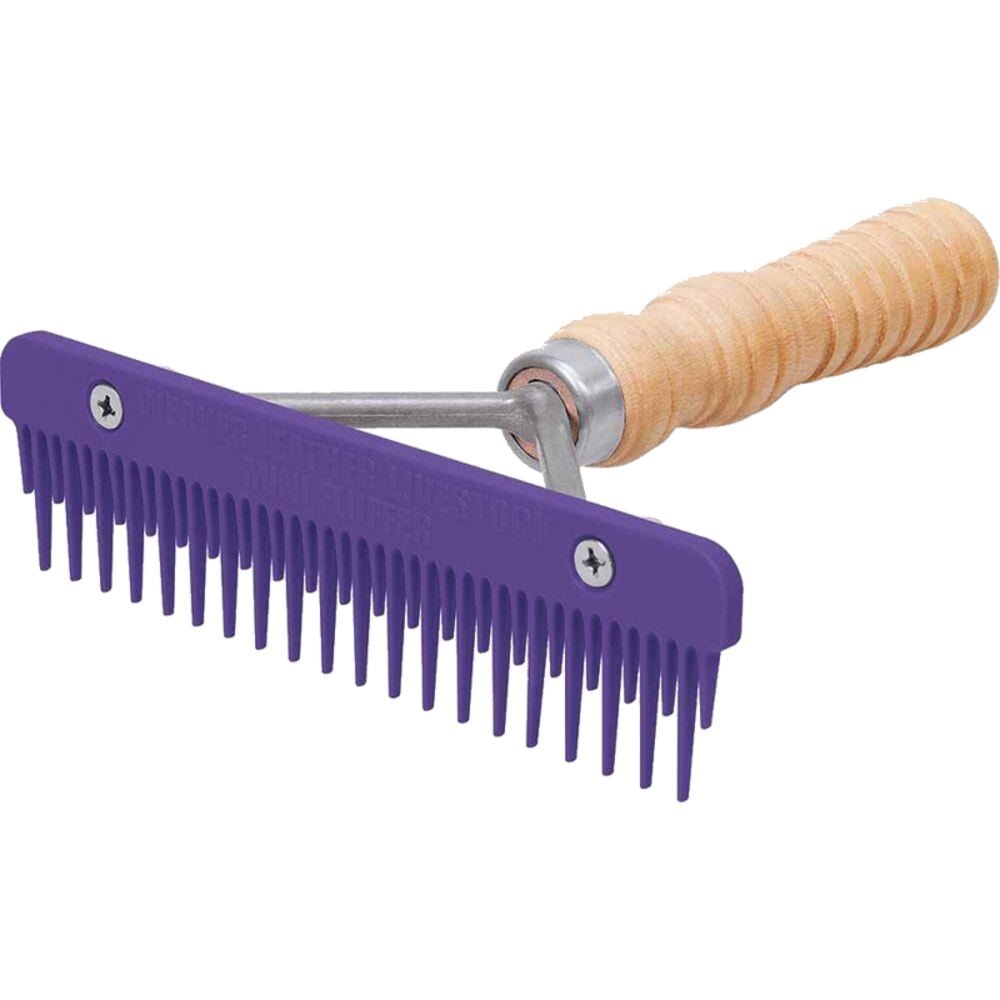 image of Mini Fluffer Comb with Wood Handle, Purple