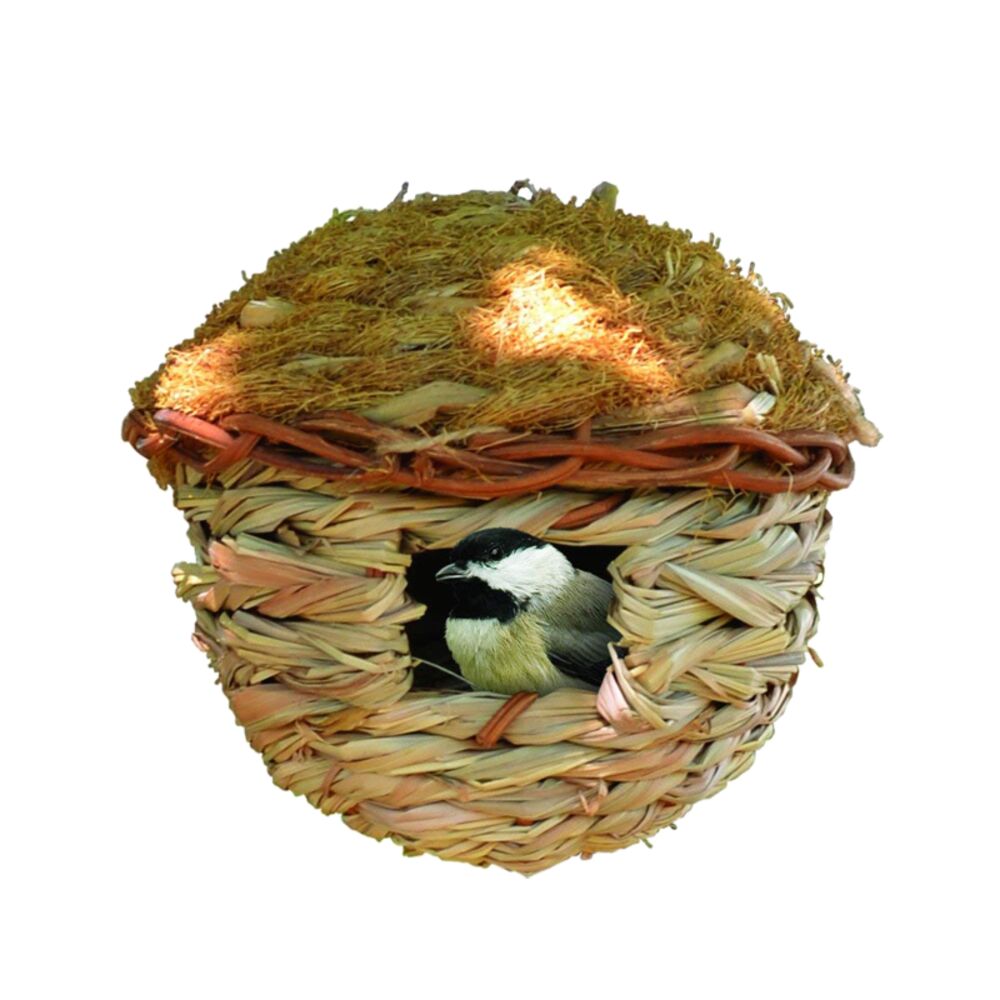 image of Round Hanging Grass Roosting Pocket Bird House
