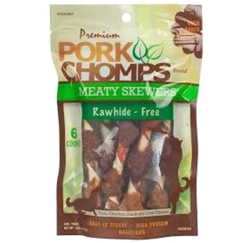 image of Scott Pet Products Pork Chomps Meaty Skewers, 6 count