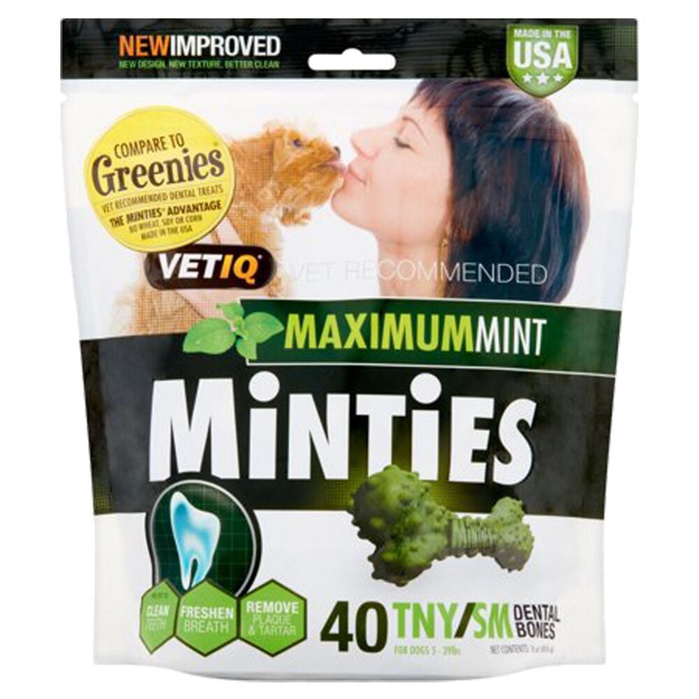 image of VetIQ Minties Tiny/Small Teeth Cleaner Dental Dog Treats, 40 count