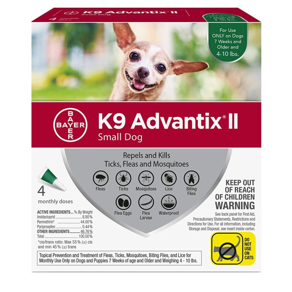 image of K9 Advantix II Flea and Tick Treatment for Small Dogs, 4 treatments