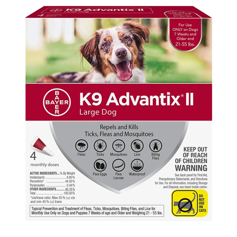 image of K9 Advantix II Flea and Tick Treatment for Large Dogs, 4 treatments