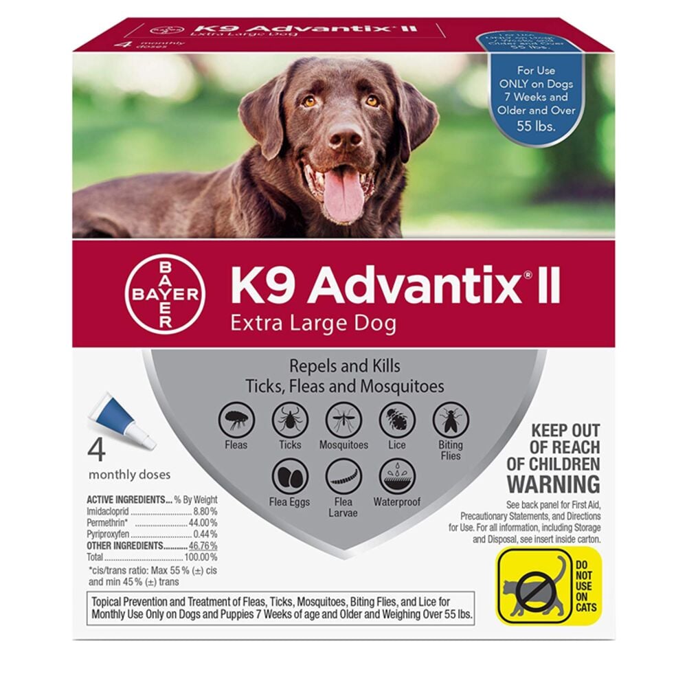 image of K9 Advantix II Flea and Tick Treatment for Extra Large Dogs, 4 treatments