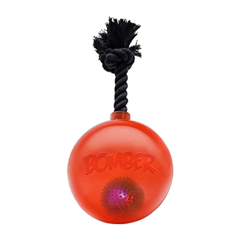 image of 5-in Bomber Bomb Red Tug Ball with Flashing LED