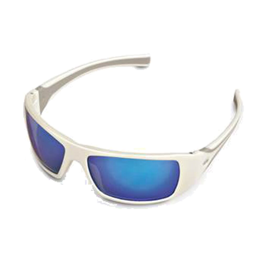 image of White Ice Safety Glasses, Blue Mirror Lens