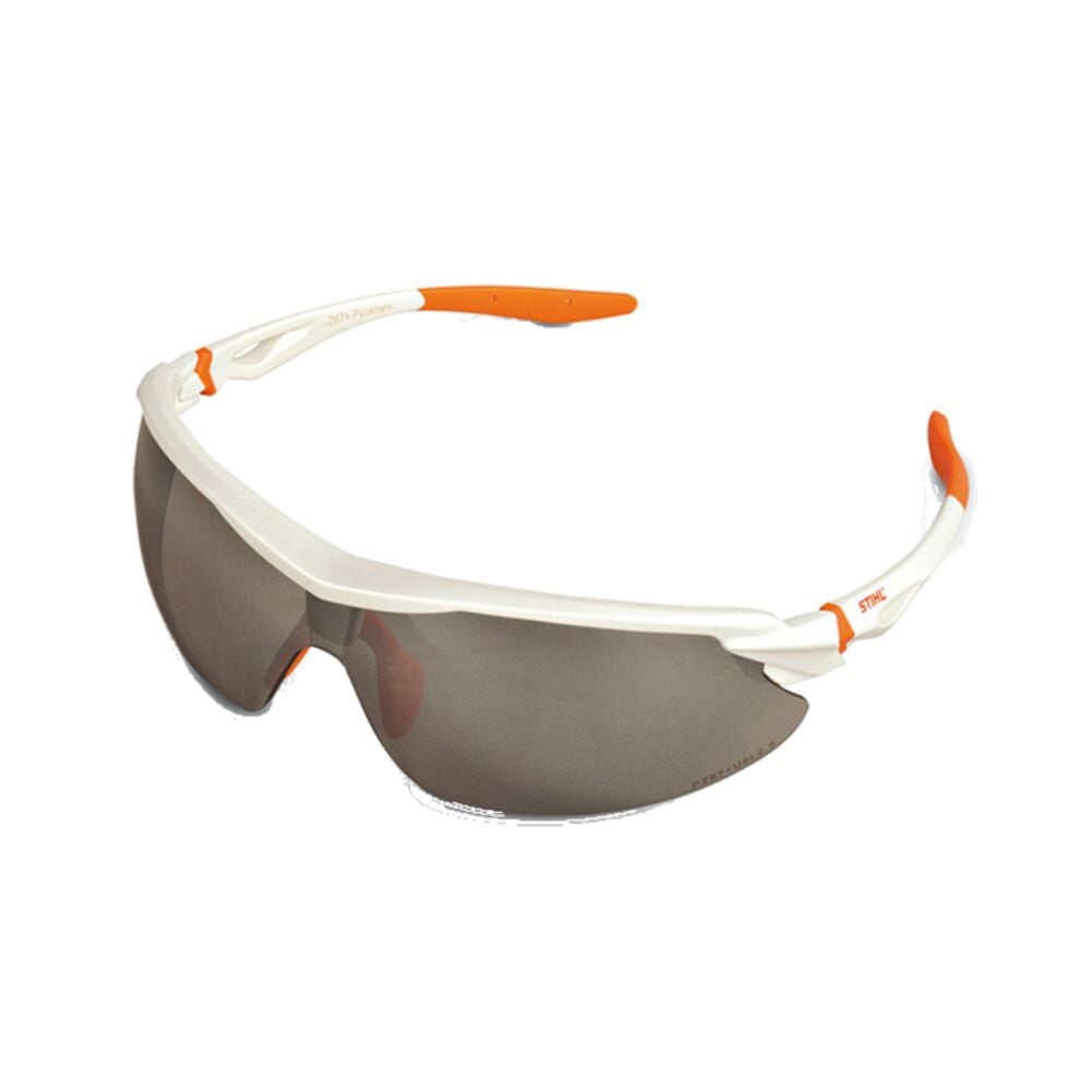 image of Orange/White Sport Safety Glasses, Smoke Lens
