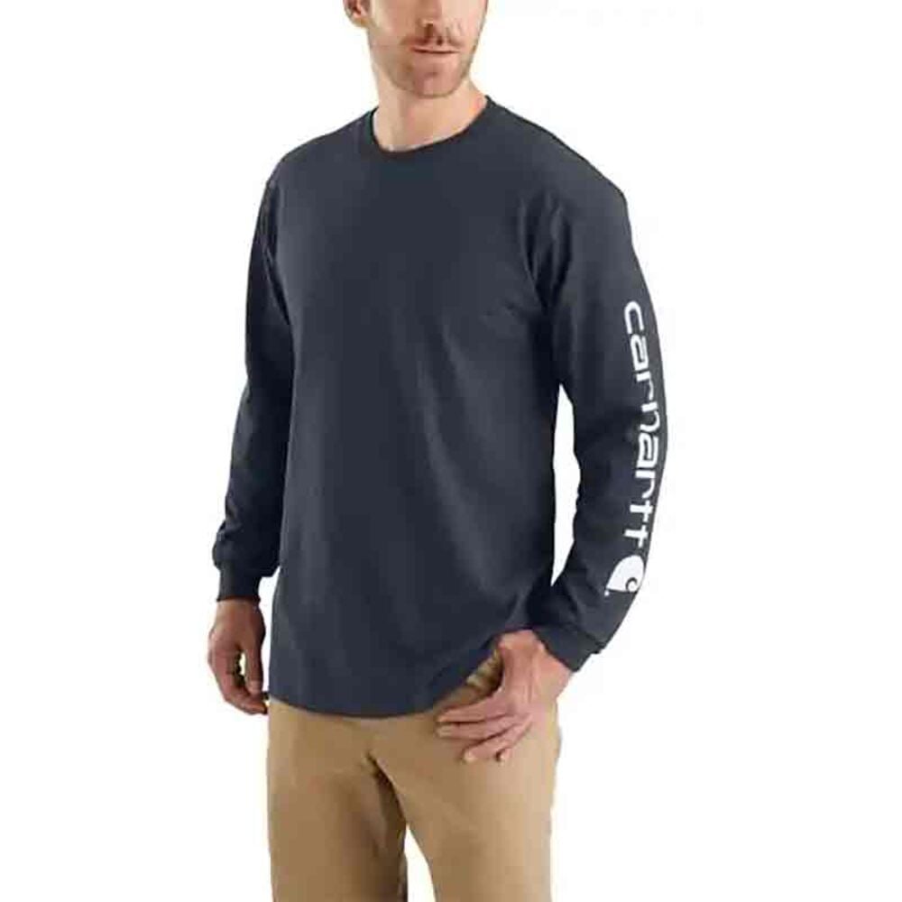 image of Men's Workwear Long Sleeve Graphic Logo Tee, Navy