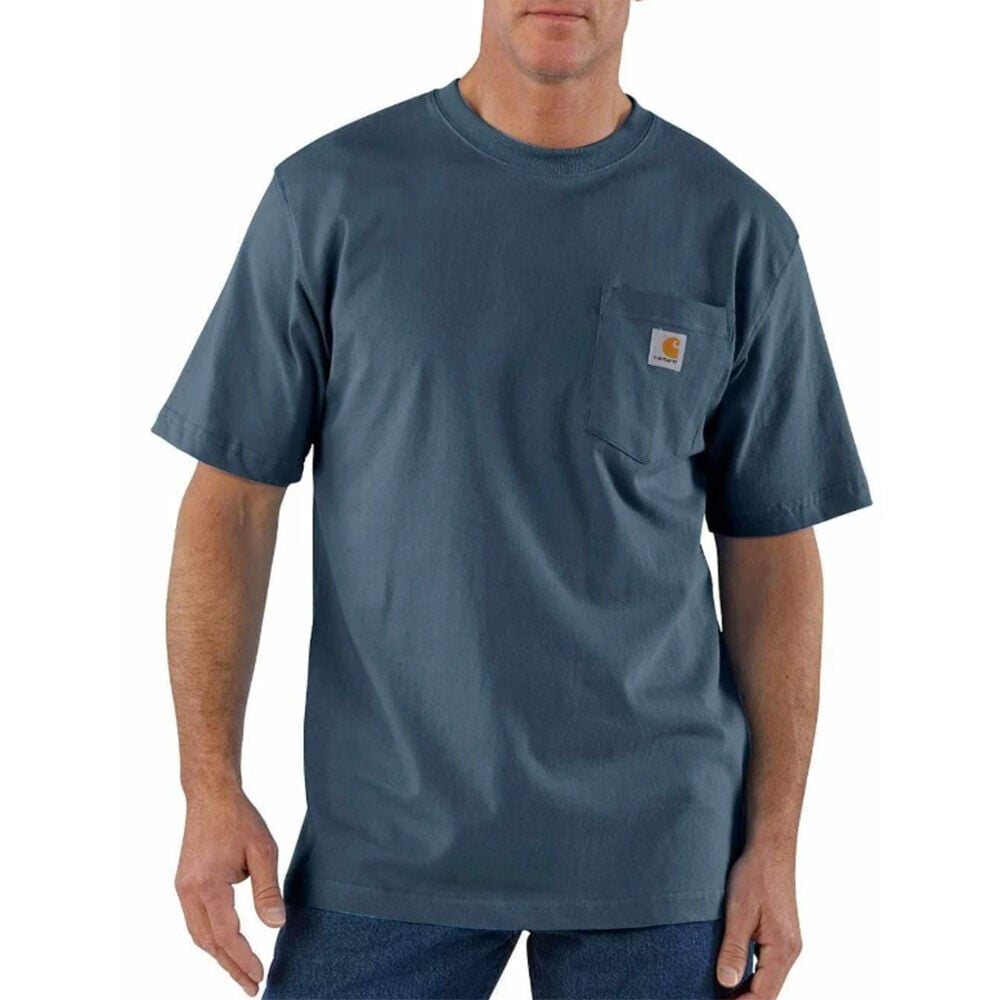 image of Men's K87 Workwear Short Sleeve Pocket Tee- Blue Stone