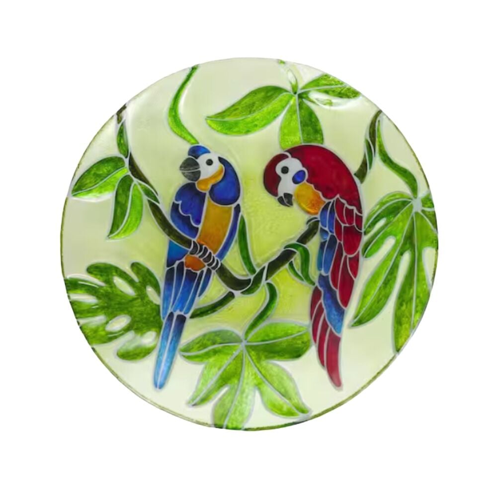 image of Glass Parrot Birdbath, 18 in