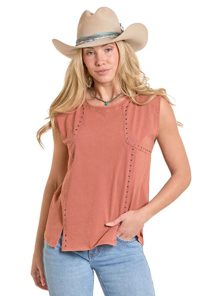 image of Women's Studded Sleeveless Top, Orange