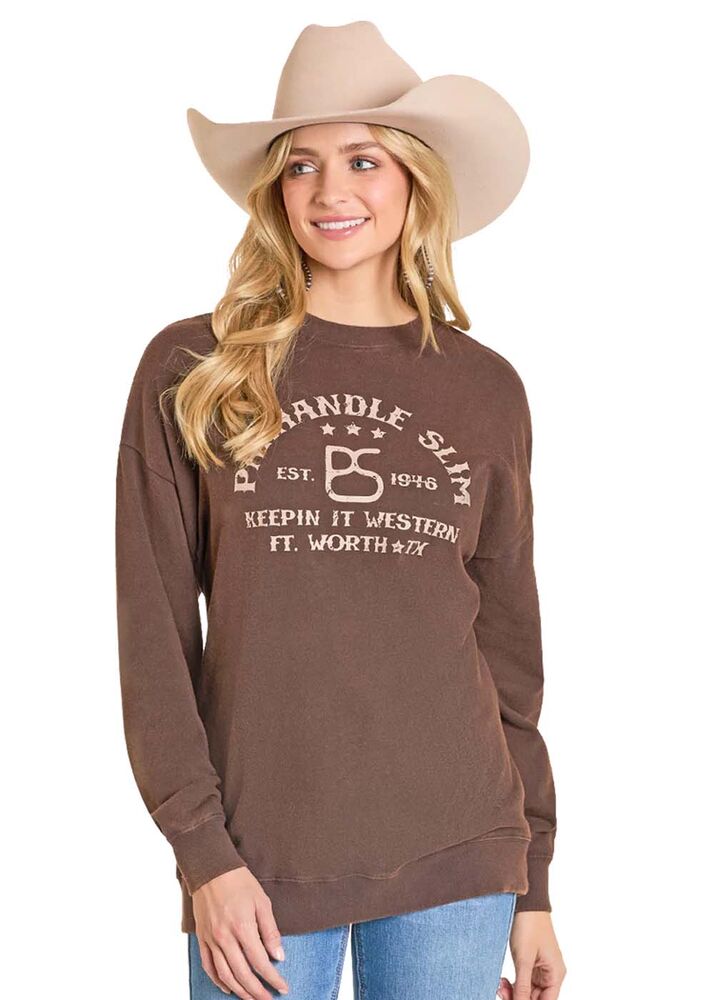 image of Women's Graphic Crewneck Sweatshirt, Brown