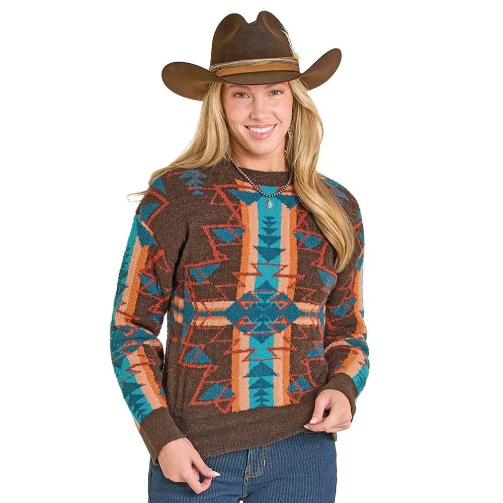 image of Women's Aztec Tapestry Sweater, Java