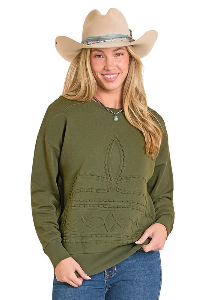 image of Women's Embossed Boot Stitch Pullover Sweater
