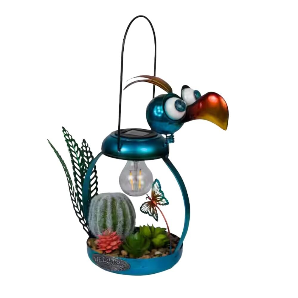 image of Blue Bird Solar Metal with Decor
