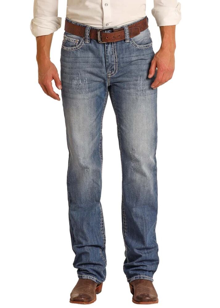 image of Men's Mid Rise Relaxed Fit Straight Leg Jean, Medium Wash