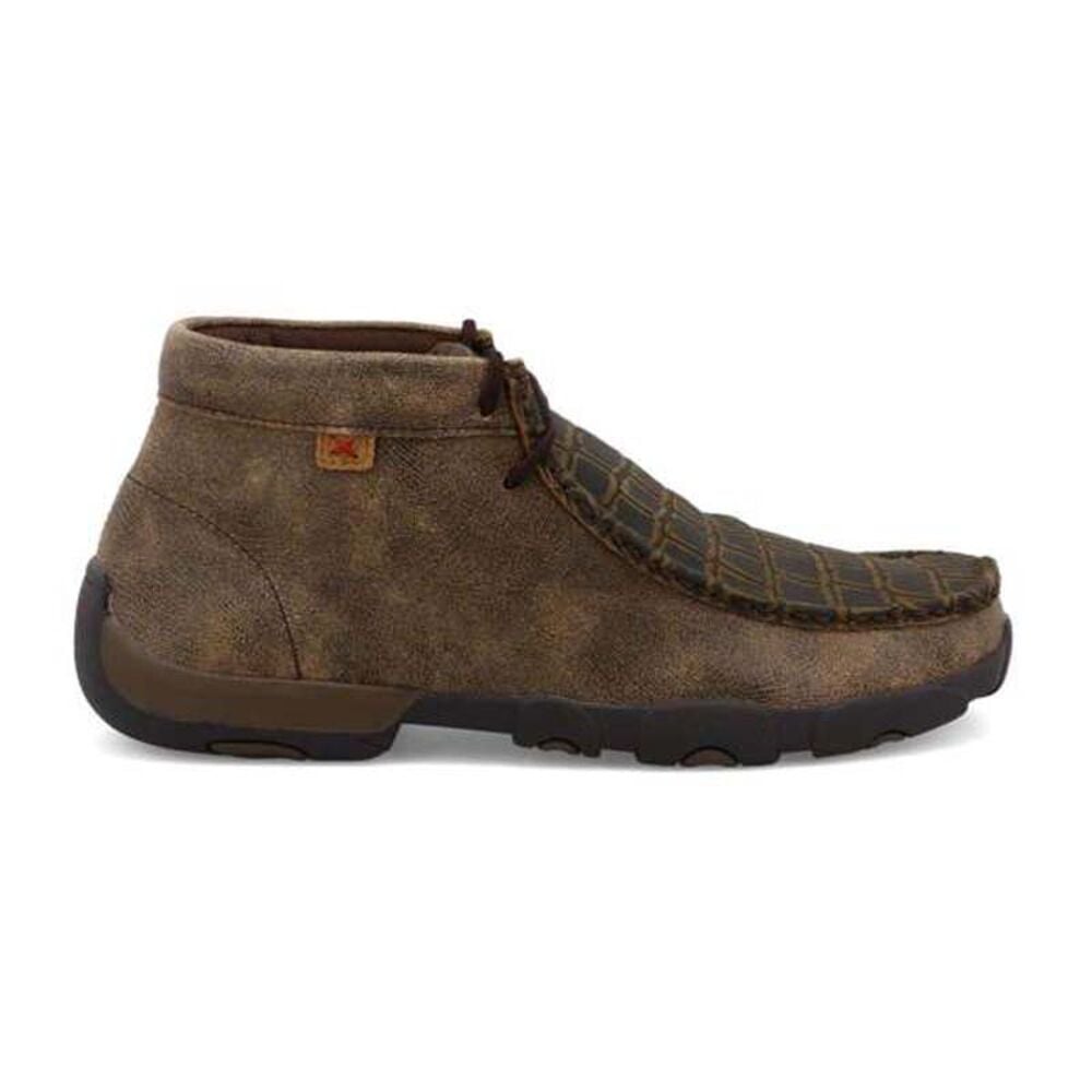 image of Men's Chukka Driving Moc- Caiman Print and Brown