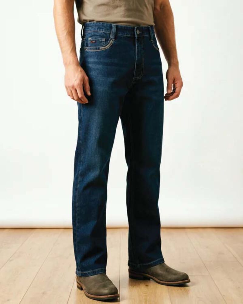 image of Men's Stretch Jeans with Embroidery, Denim