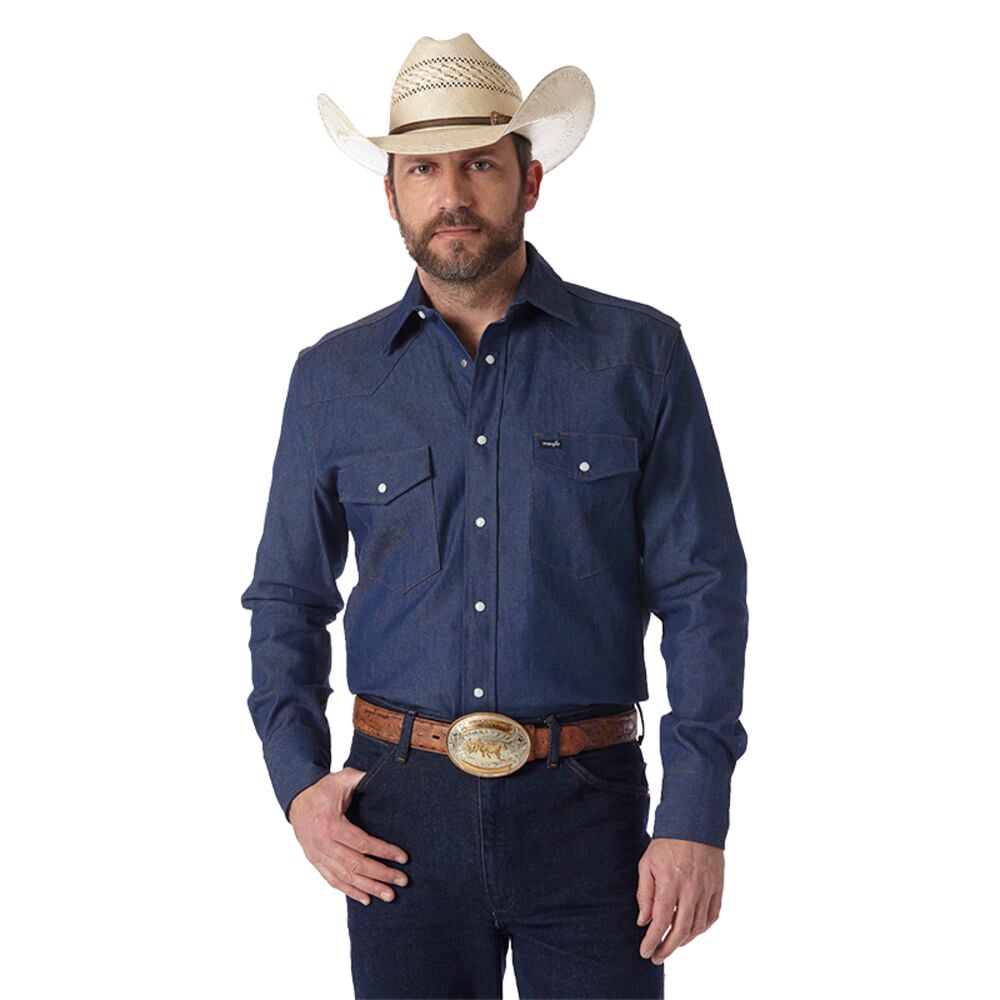 image of Men's Authentic Cowboy Cut Long Sleeve Snap Button Work Shirt