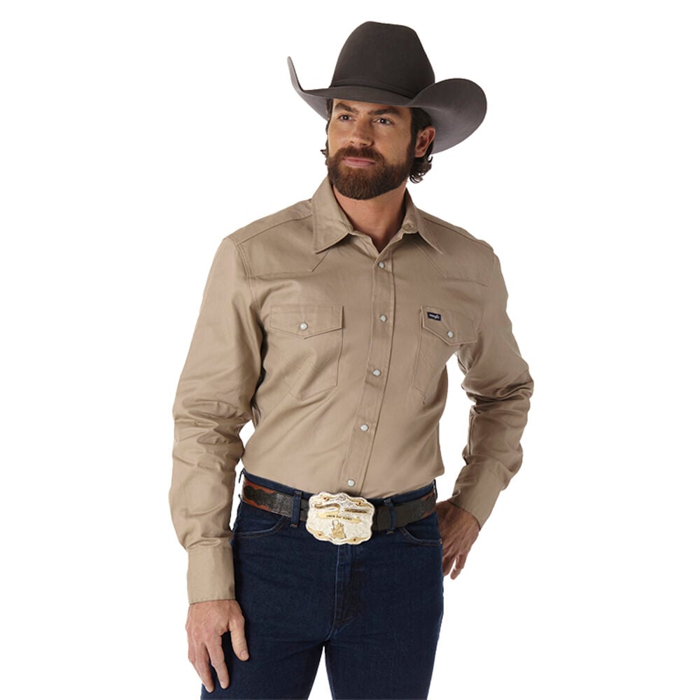 image of Men's Authentic Cowboy Cut Long Sleeve Snap Button Work Shirt