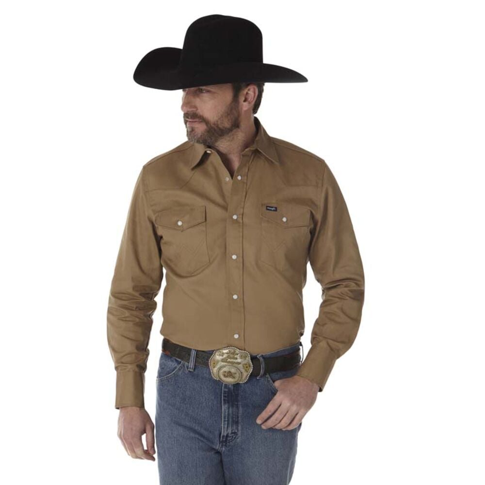image of Men's Authentic Cowboy Cut Long Sleeve Snap Button Work Shirt