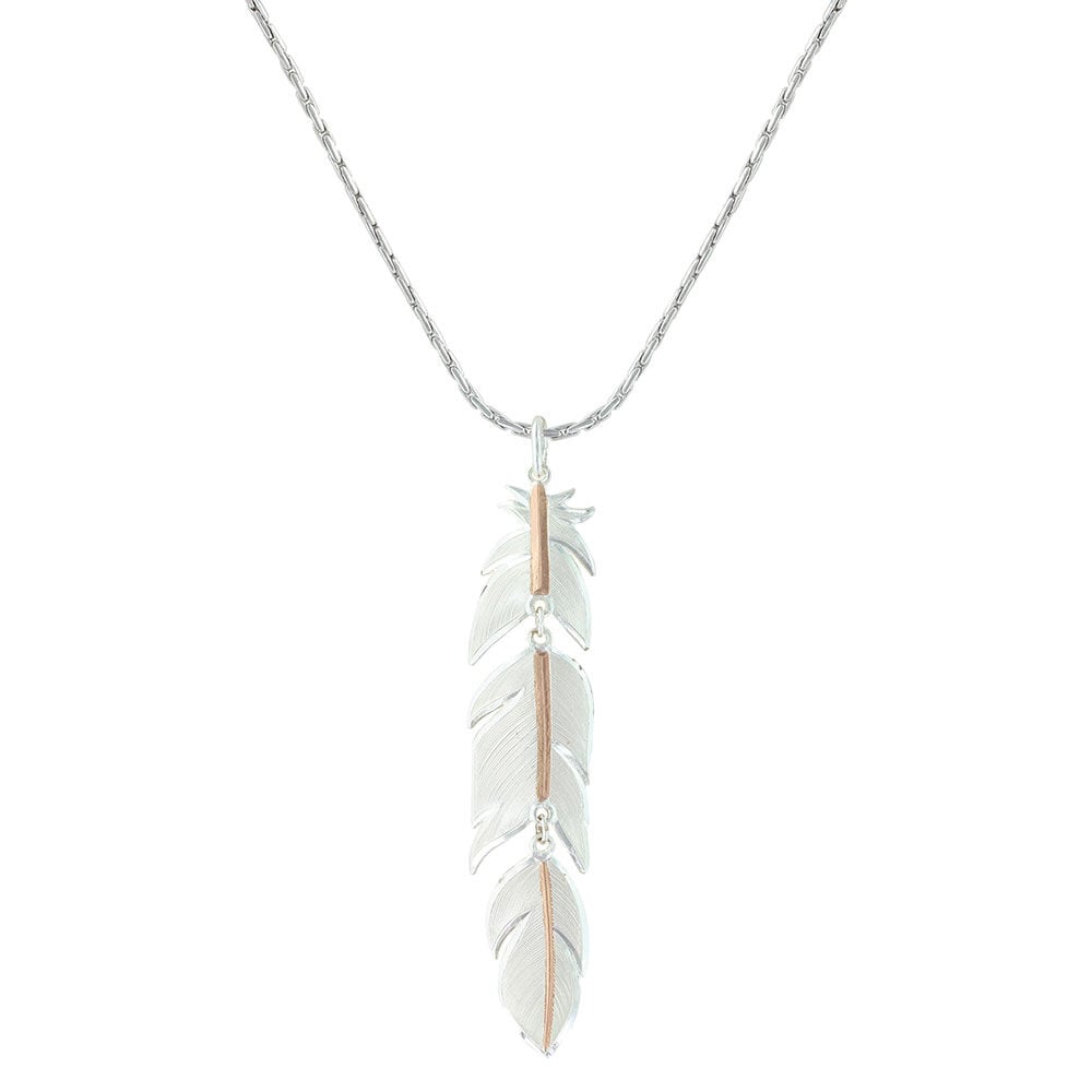 image of Rose Gold Plume Feather Necklace