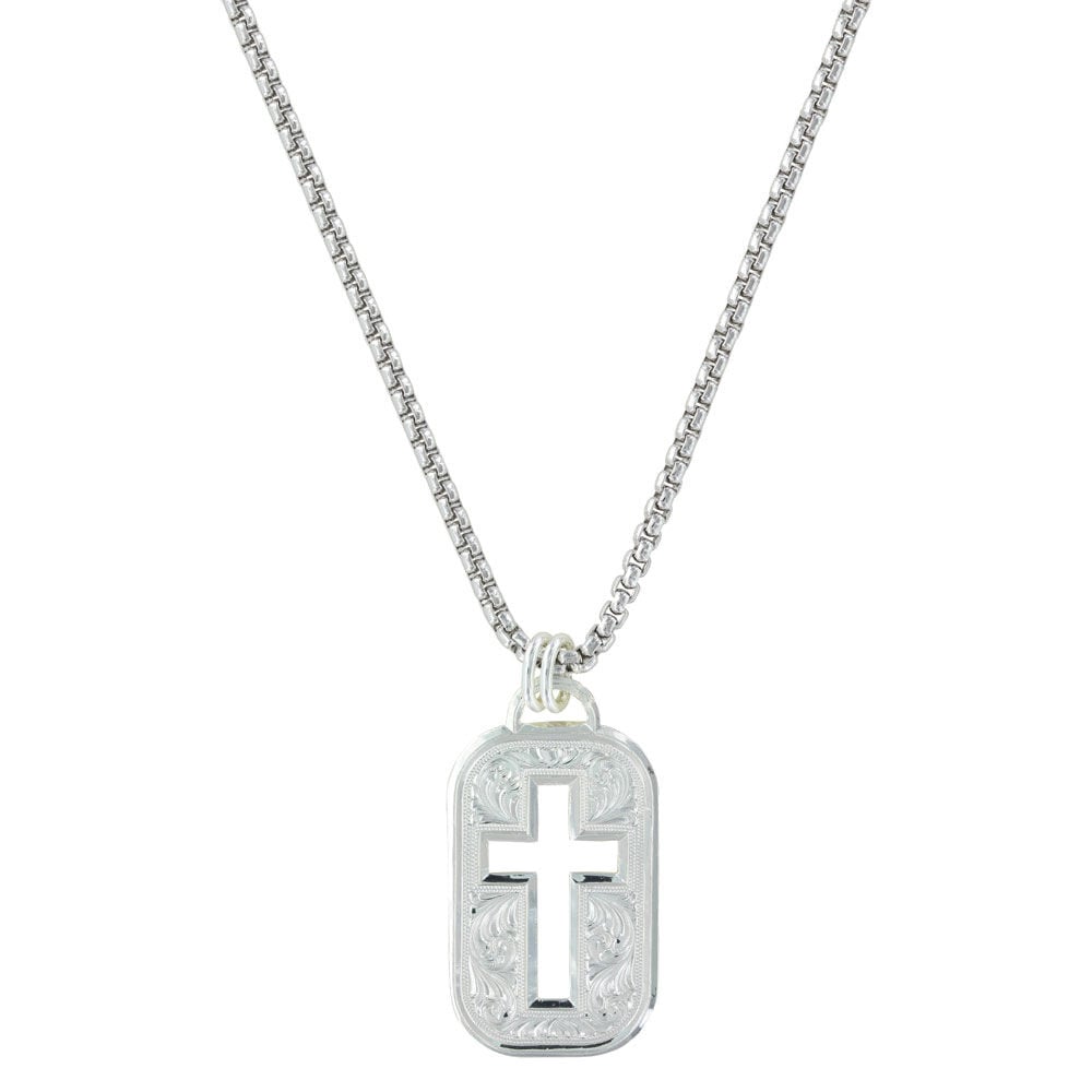image of Western Lace Cross Cut Out Token Necklace