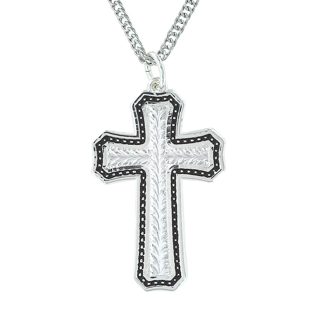 image of Pinpoints and Wheat Cross Necklace