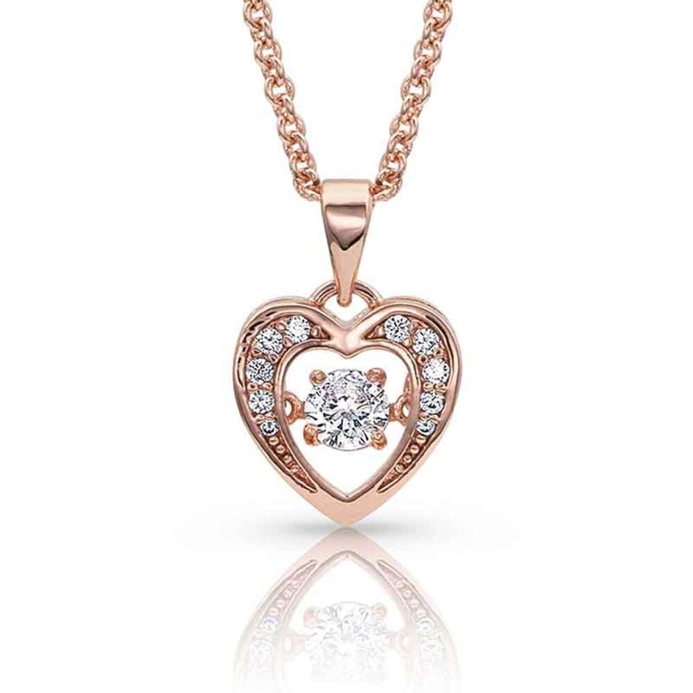 image of Let's Dance a Little Dance Rose Gold Heart Necklace