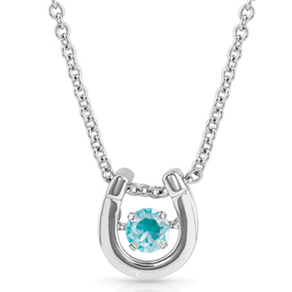 image of Dancing Birthstone Horseshoe Necklace